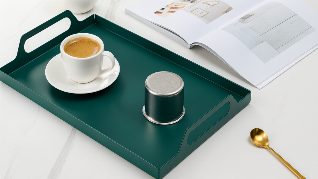 デスク用フチ付きコーヒートレー