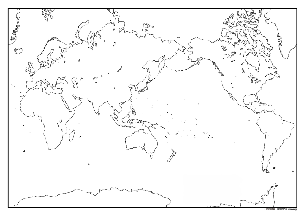 世界白地図（日本中心）