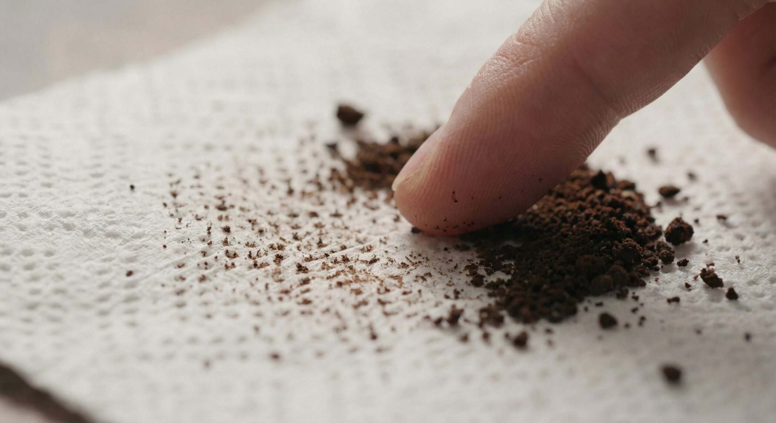 指で優しく粉を撫でている様子