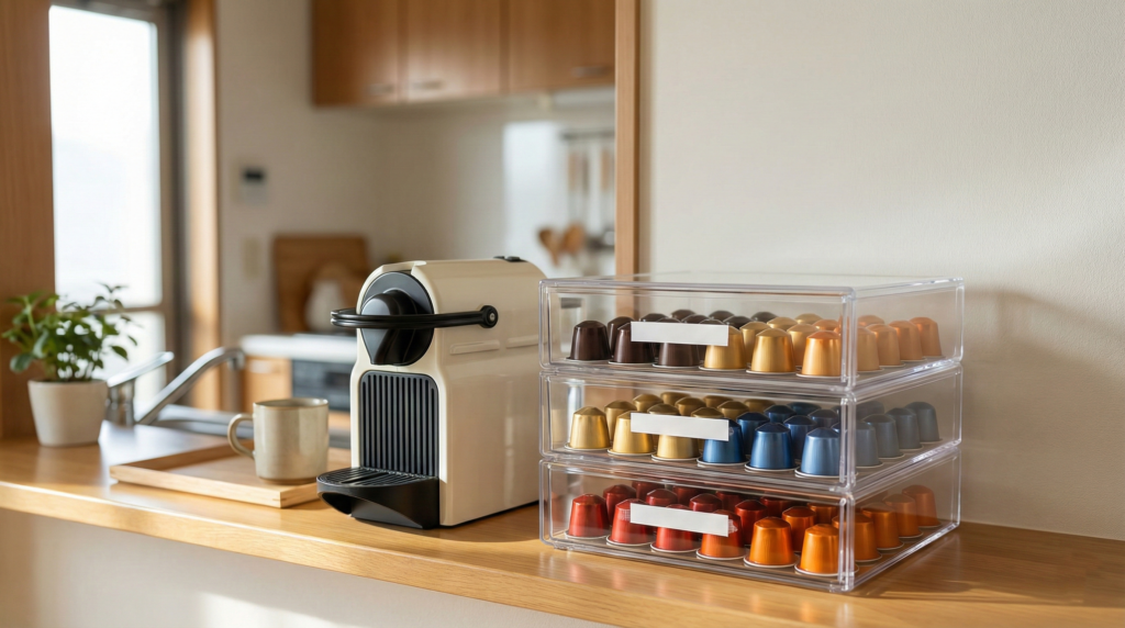 重なるアクリルケースの設置例（参考写真）