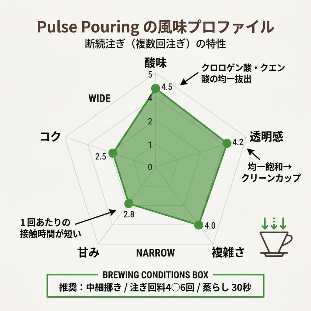 パルスポアの風味特性レーダーチャート