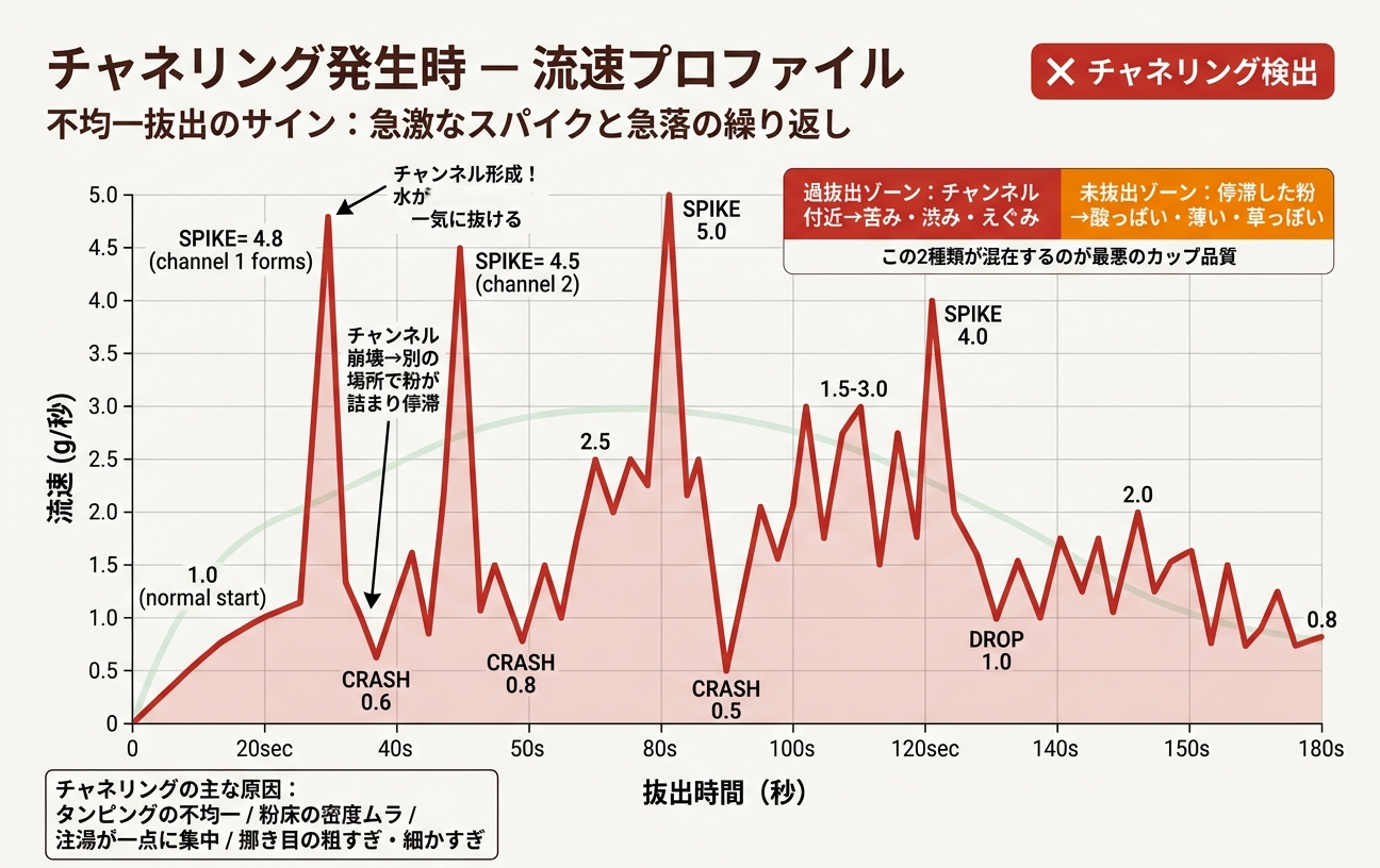 チャネリング発生時の流速グラフ