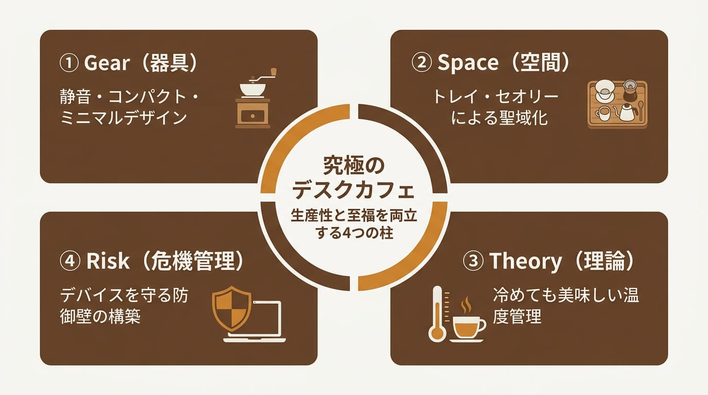 デスクコーヒーセットアップの4つの柱