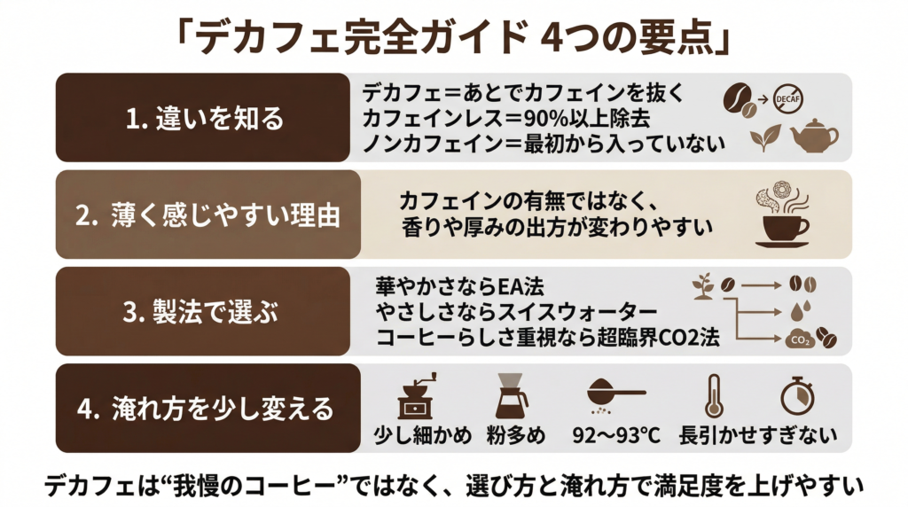 デカフェ完全ガイド要約図