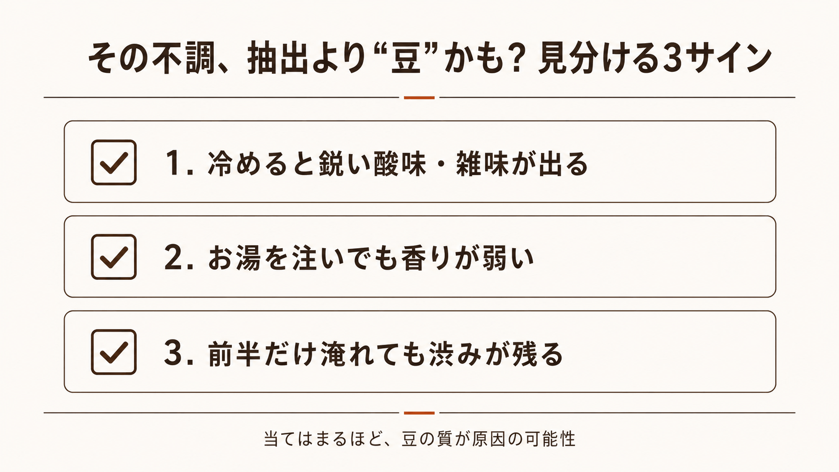 その不調は抽出より豆かも?見分ける3サイン