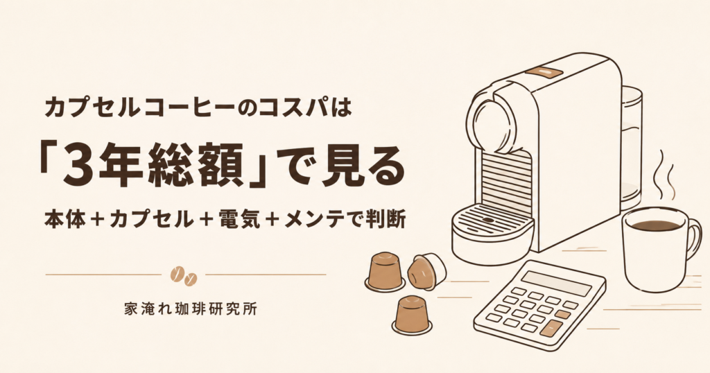 カプセルコーヒーのコスパは3年総額で見る